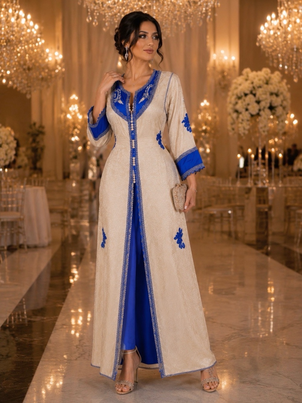 Authentic Moroccan 2-Piece Caftan Set Royal Blue | Wear Together or Separately .